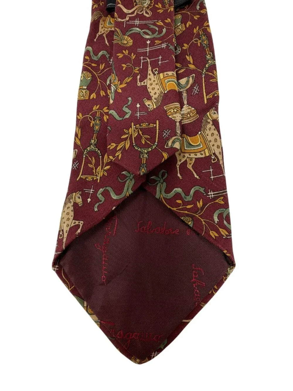Salvatore Ferragamo 100% Silk Neck Tie Show Horse Equestrian Whimsical Novelty